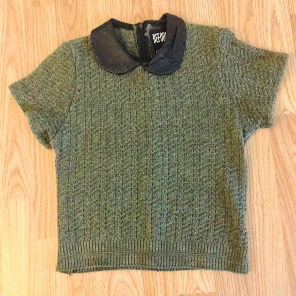 Reformation x Urban Renewal Leather Collar Sweater